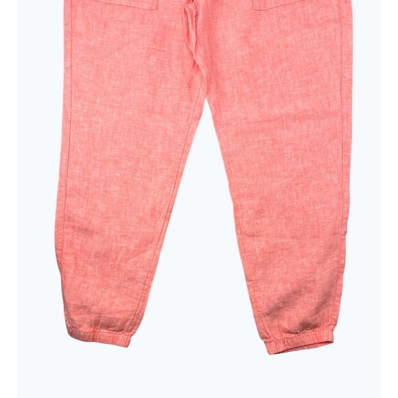 Athleta Retreat Linen Pant Coral Womens Size 12 Lightweight Elastic Waist - Picture 14 of 15